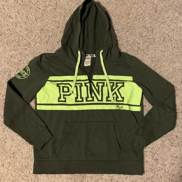 PINK Victoria's Secret Tops - PINK Green Quarter Zip Pullover